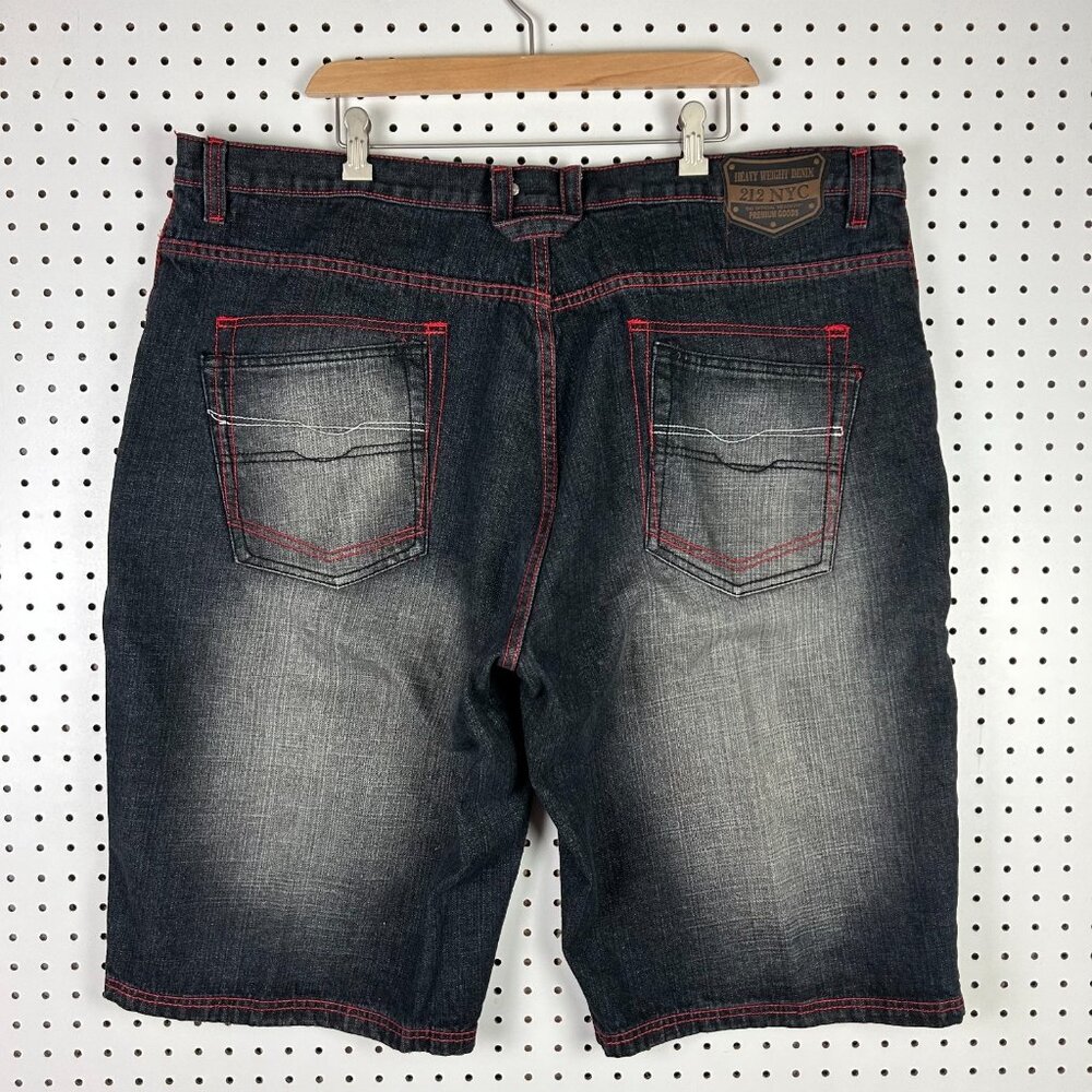 212NYC Baggy Skater Shorts Sz 46 Red Black‎ Stitched Gothic Punk SOUTHPOLE STYLE